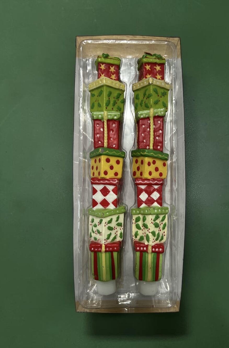 Dept. 56 Christmas Present Taper Candle Set NEW IN BOX 10"